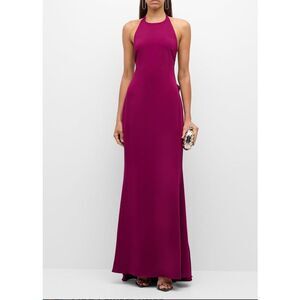 Badgley Mischka Women's Sleeveless Bow-Back Halter Gown Sz 10 NWOT